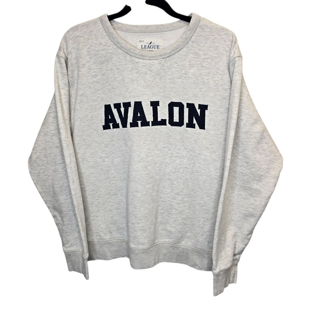 League Women's L Avalon Oatmeal Grey Crewneck Pullover Long Sleeve Sweater